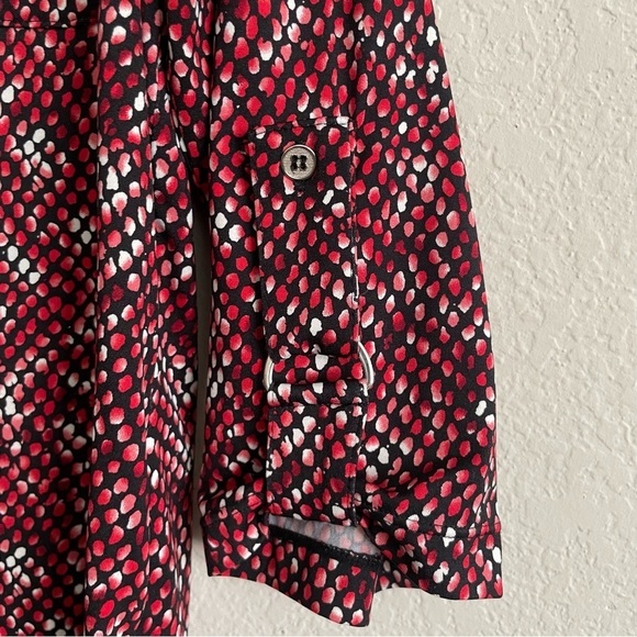 Kim Rogers speckled red casual button down blouse top size Large stretch comfort - Picture 2 of 8
